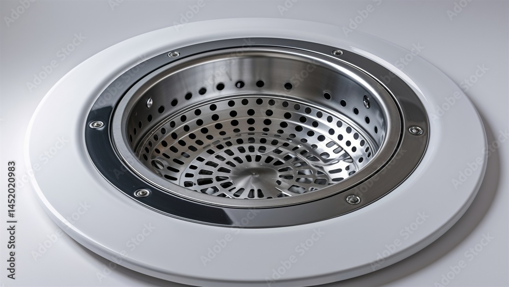 Photorealistic image of a digital drain basket with quick access on a white background Photorealistic image of a digital drain basket with quick access on a white background