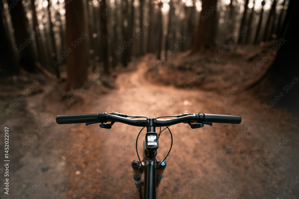 Exploring Forest Trails on a Mountain Bike. Cycling Through Nature.