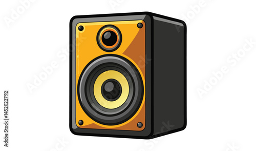 Vibrant Audio Speaker: A detailed depiction of a modern audio speaker, designed to deliver powerful and high-quality sound, emphasizing clarity and modern design
