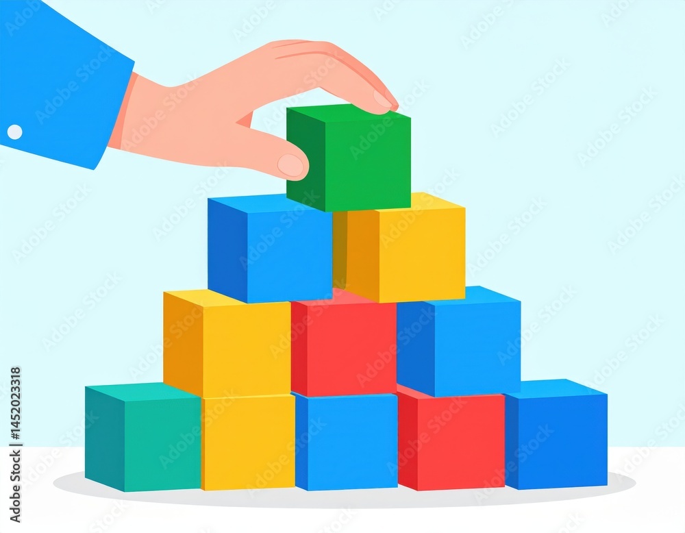 Hand Building Colorful Block Pyramid Hand Building Colorful Block Pyramid