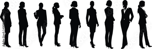 Female Professional Silhouette Icons- Vector Set of Businesswomen