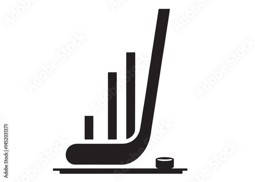 hockey stick logo silhouette and puck vector, hockey stick logo icon silhouette, ice hockey player silhouette vector, vector of black silhouette of hockey stick puck vector on white background 