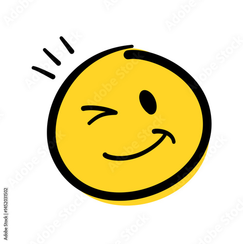 Hand Drawn Doodle Emoticon Face. Vector Illustration