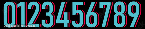 Numbers art design with black color background. 3d style eps vector illustrations numbers 0 to 9. 