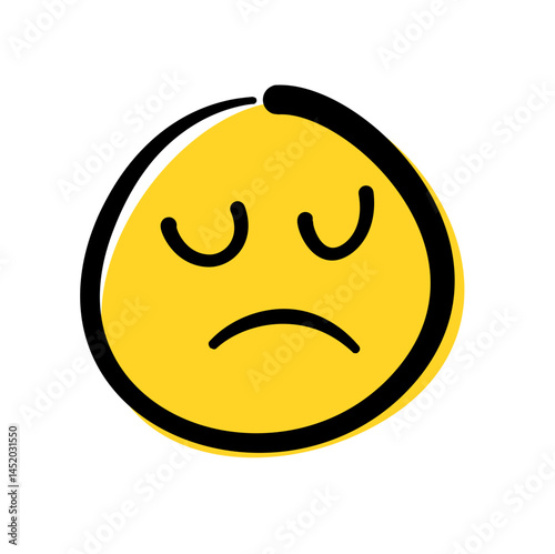 Hand Drawn Doodle Emoticon Face. Vector Illustration
