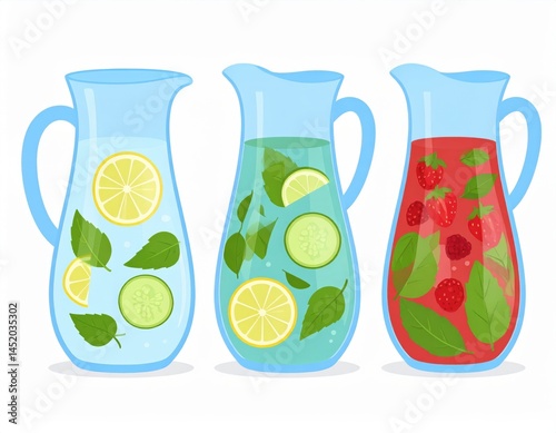 Three Fruit Infused Water Pitchers