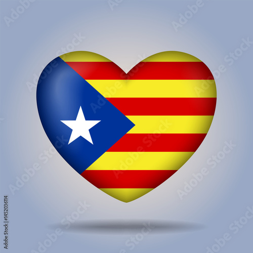 Free Download Catalonia flag heart button Isolated on color gradient background. Exclusive Icon flag - GFXLoad