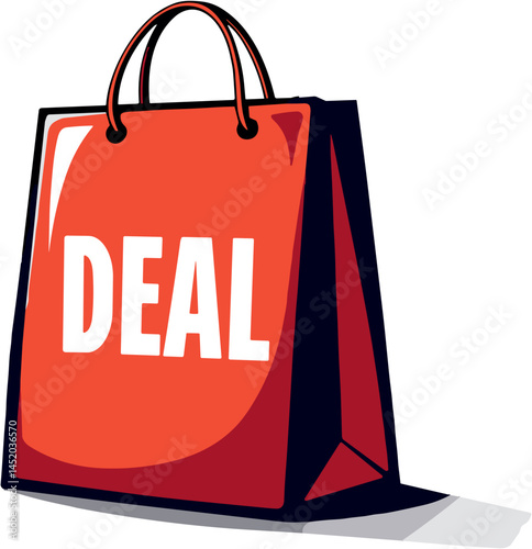 Bold deal bag illustration in pop art style, evokes urgency