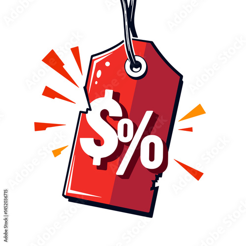 Bold broken price tag with spark, urgency for Black Friday deals