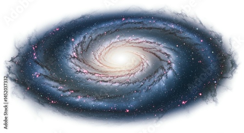 Spiral Galaxy Isolated Against White Backdrop Illustration