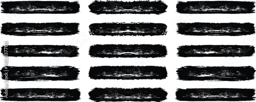 Straight line vector brush strokes. Grunge Brush Strokes Set. Black hand drawn stripes, smears, rough grunge thick paint line texture. Painted chalk brushes. Ink brush strokes. Vector illustration