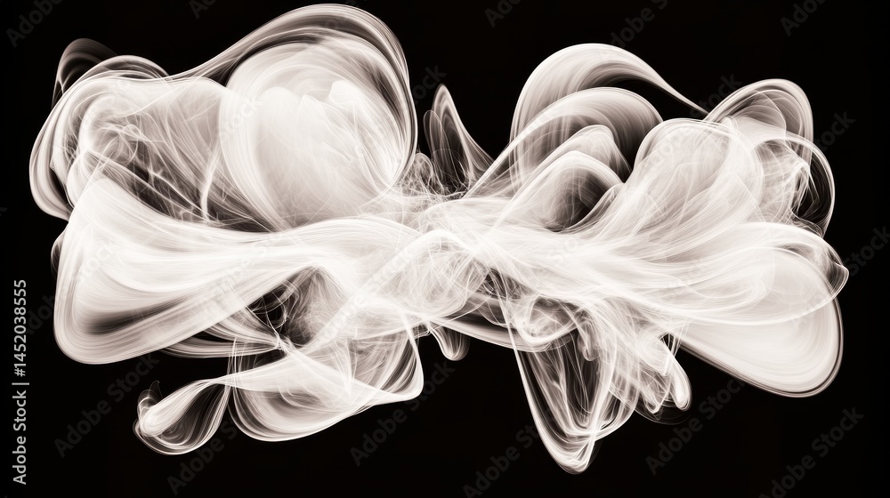 Fototapeta premium Abstract white smoke swirling gracefully against a dark background, creating a dynamic visual effect