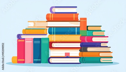 Colorful Stack Of Books Illustration