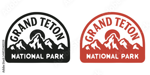 Grand Teton national park monoline badge design-vintage outdoor adventure