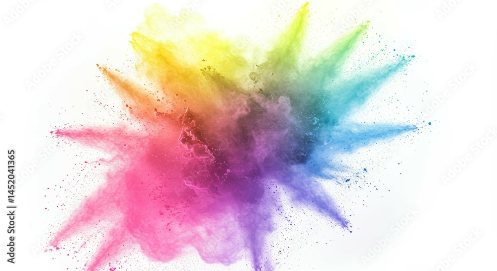 Colorful Powder Explosion on White Background Colorful Powder Explosion on White Background