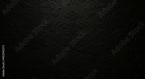 Elegant Dark Floral Pattern Texture with Subtle Relief