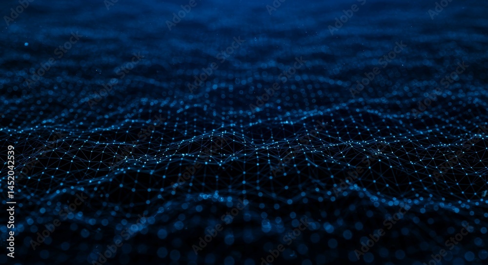 Abstract Network Surface with Connecting Dots in Blue Abstract Network Surface with Connecting Dots in Blue