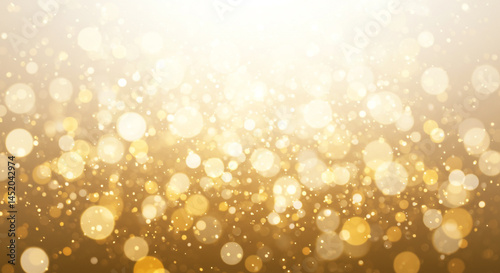 Golden bokeh light effect background with sparkling glitter