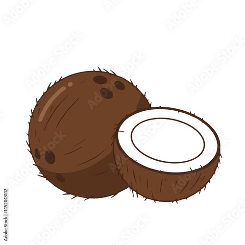 Coconut icon for tropical product packaging, healthy food apps, and exotic snack menus