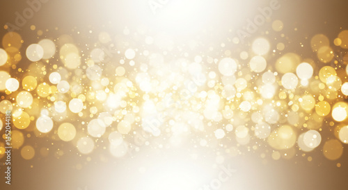 Golden Christmas background with stars and festive lights for holiday celebration