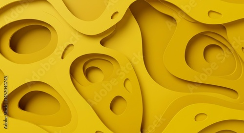 Abstract Yellow Paper Cut Out Layers Background Design