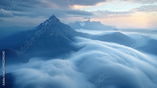 Wallpaper Mural Misty mountain peaks at dawn Torontodigital.ca