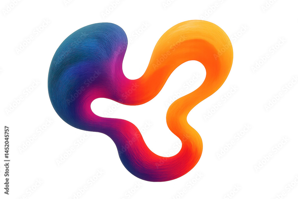Naklejka premium A colorful abstract 3D shape with smooth, flowing curves and a vibrant gradient from blue to orange.