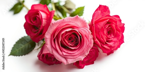 Romantic Pink Roses on White Background - Perfect Love Theme