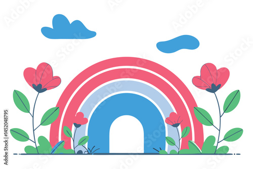Each rounded petal is a curved arc like part of a rainbow