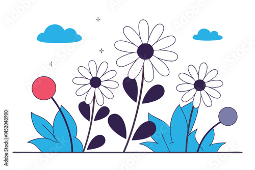 Extra round daisy petals with puffed balloon-like forms