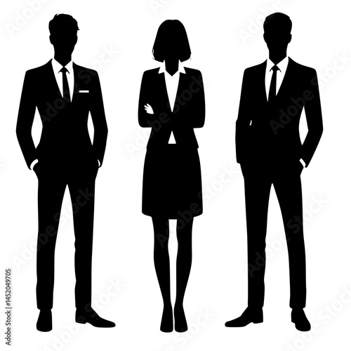Business silhouettes of professionals in formal attire  