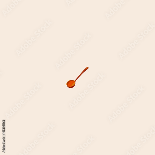 Colorful Wooden ladle spoon with long handle icon flat vector design.