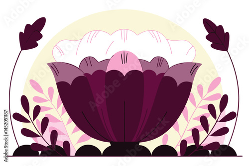 Petals shaped like upside down teacups curved and round at the base