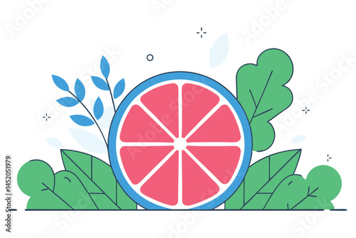 Round petals sliced into subtle layered arcs, resembling citrus wedges