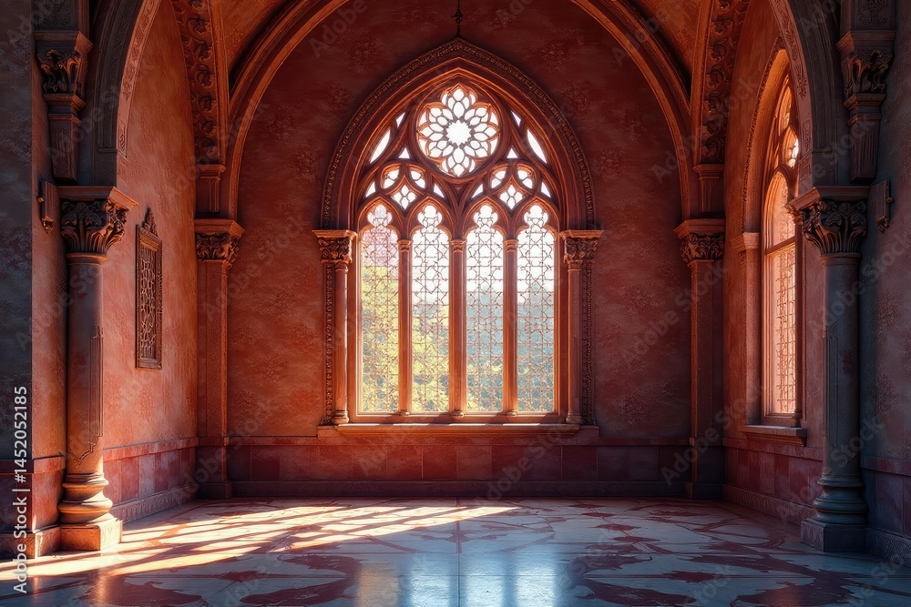 Obraz premium Intricate lattice window design casting shadows, lattice, shadow, pattern