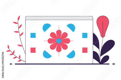 Small round petals arranged like a stepping stone path circling a center