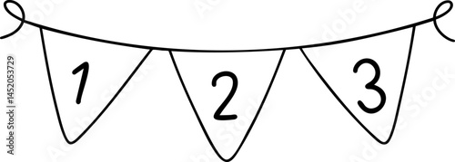 Bunting with numbers 1, 2, and 3 creates festive atmosphere for celebrations