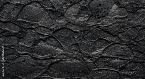 Obraz na płótnie Dark Textured Surface with Raised Patterns and Bubble Shapes w salonie