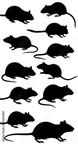 Silhouette Mouse Collection: Elegant Black Rodent Art AI Generated