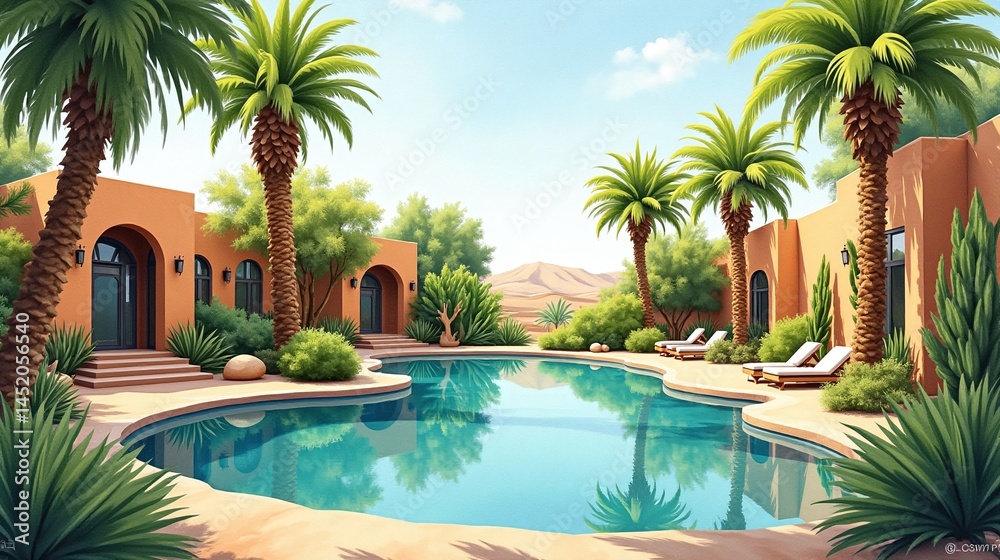 Fototapeta premium Oasis of Tranquility: A Desert Haven