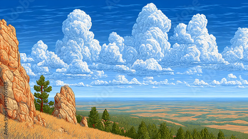 view of a new world where nature and AI art exist in perfect harmony
