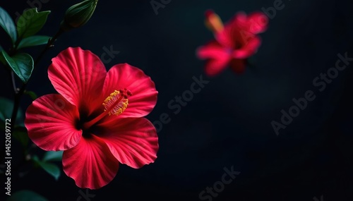 Wallpaper Mural Bold hibiscus silhouettes, stylized petals, dark background , dark, texture, vector Torontodigital.ca