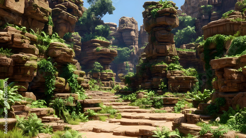 view of a new world where nature and AI art exist in perfect harmony