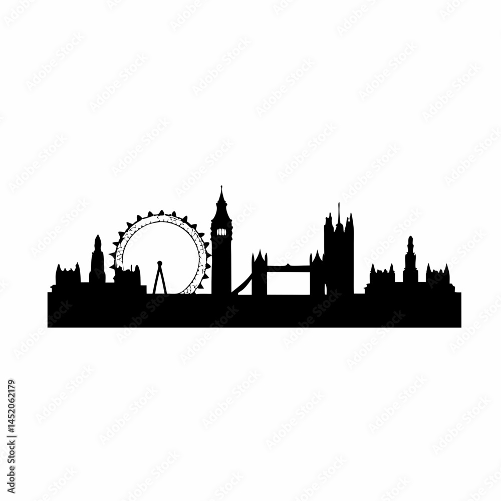 Fototapeta premium Silhouette of City Buildings – Urban Skyline Vector Illustration for Architecture, Real Estate, and Modern Living Concepts