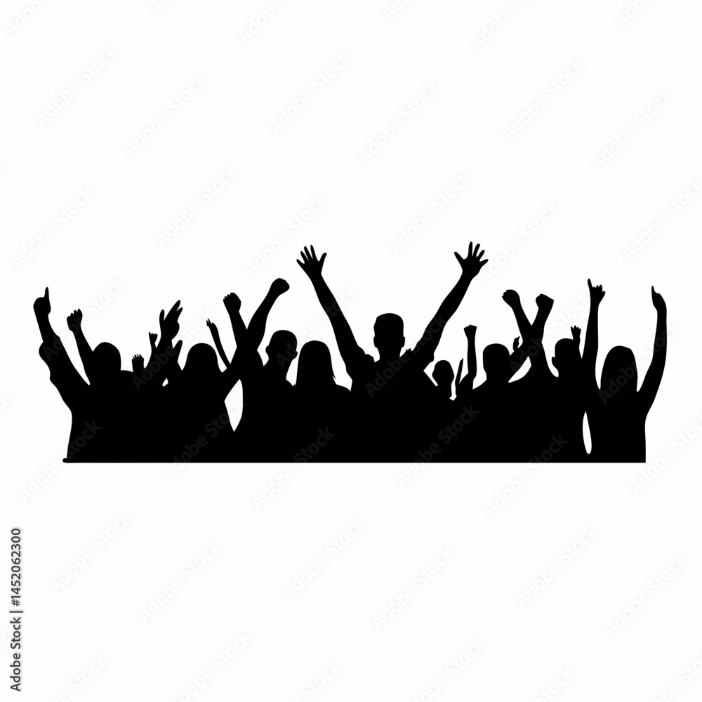 Obraz premium Silhouette of People Enjoying a Party – Celebration, Fun, and Social Gathering Vector Illustration