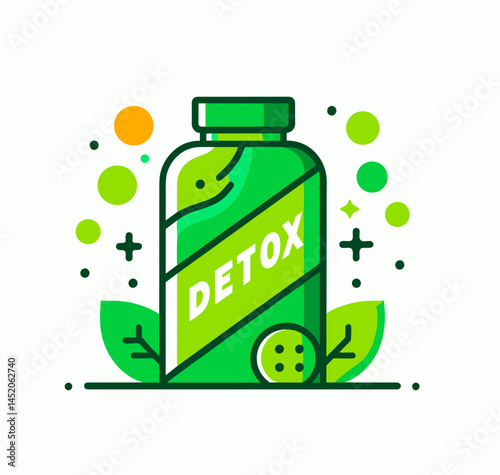 Detox Wrap Bottle Illustration in Green and Natural Style  