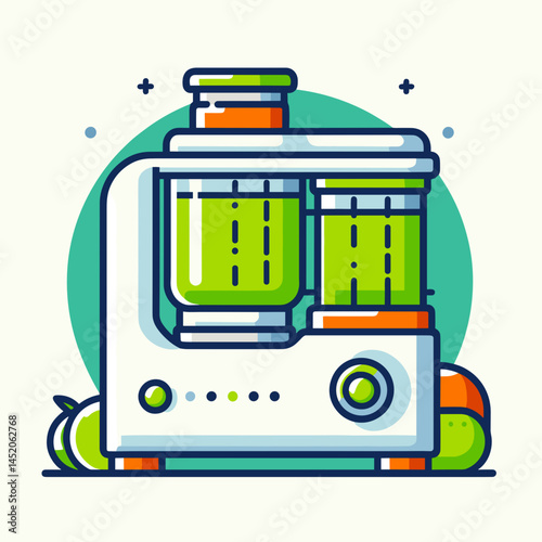Detox Juicing Machine in Modern Style with Green and Orange Colors  