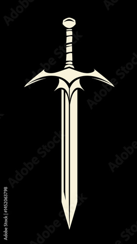 Minimalist Crossed Swords Black and White Vector Engraving for Medieval Themes