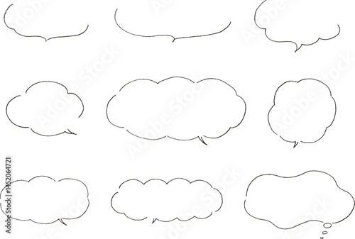 手書きのふきだしベクターイラストセット（線のみ）