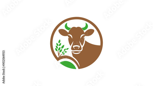 cow cultivation logo icon vector 